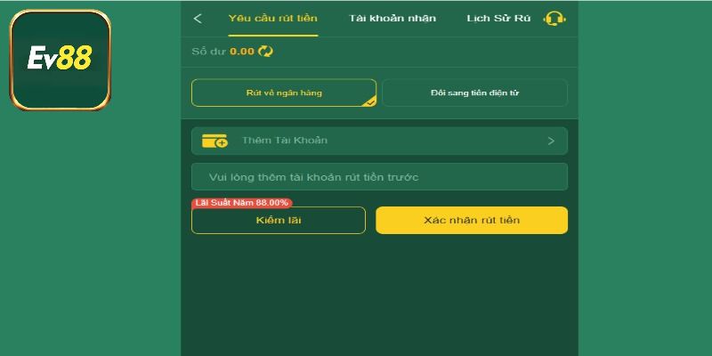 Các bước chi tiết để rút tiền Ev88